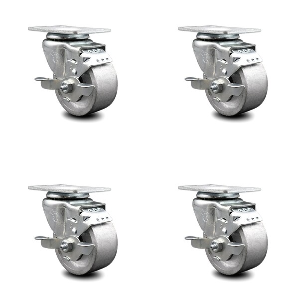 3 Inch Semi Steel Wheel Swivel Top Plate Caster Set with Brake
